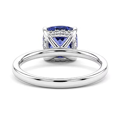 Certified & Appraised Luxoro AAA Tanzanite and G-H I2 Diamond 2.70 ctw Ring in 14K White Gold (Size 6.5)