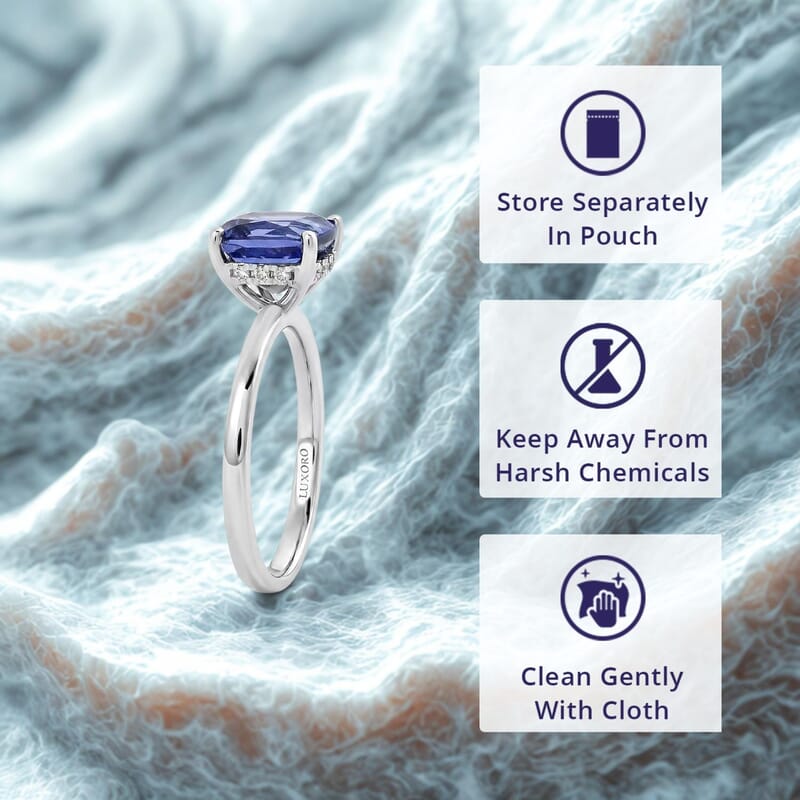 Certified & Appraised Luxoro AAA Tanzanite and G-H I2 Diamond 2.70 ctw Ring in 14K White Gold (Size 9.5)