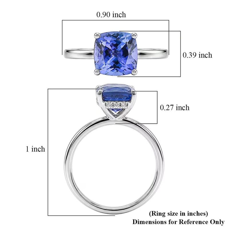 Certified & Appraised Luxoro AAA Tanzanite and G-H I2 Diamond 2.70 ctw Ring in 14K White Gold (Size 9.5)
