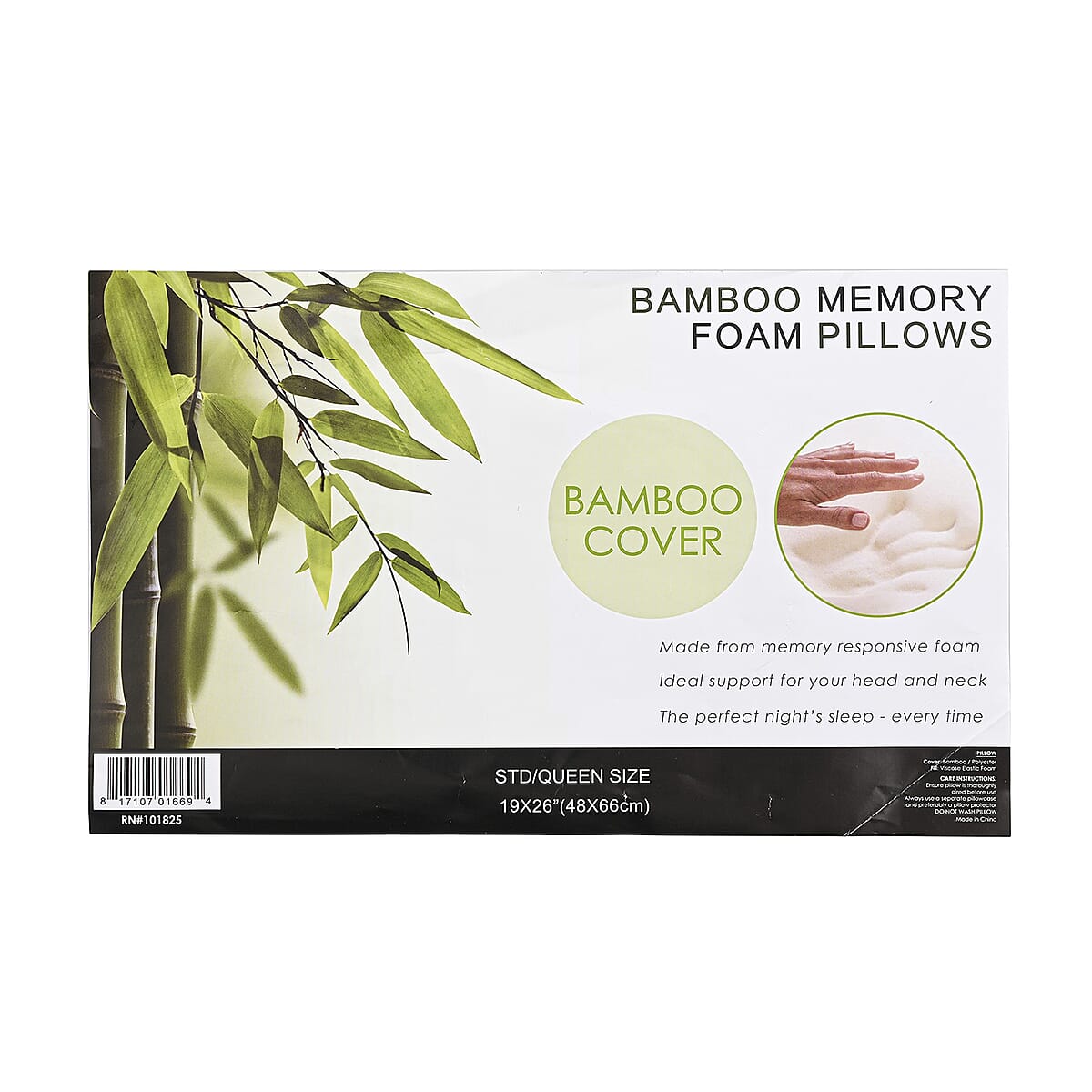Bamboo Comfort Memory Foam Pillow with Removable Cover - Standard/Queen image number 0
