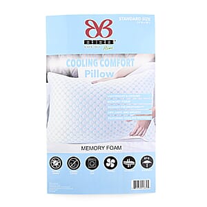 Bibb Home Cooling Memory Foam Pillow with Removable Cover - Standard/Queen