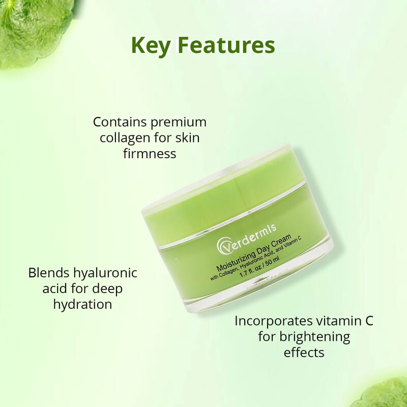 Verdermis Moisturizing Day Cream with Collagen, Hyaluronic Acid and Vitamin C (1.7oz)