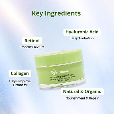 Verdermis Nourishing Night Cream with Retinol, Hyaluronic Acid, and Collagen (1.7oz)