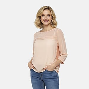 FOREVER21 Peach 3/4 Sleeve Woven Blouse - M