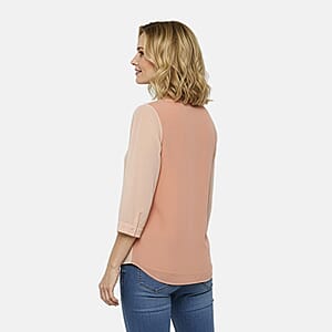 FOREVER21 Peach 3/4 Sleeve Woven Blouse - M