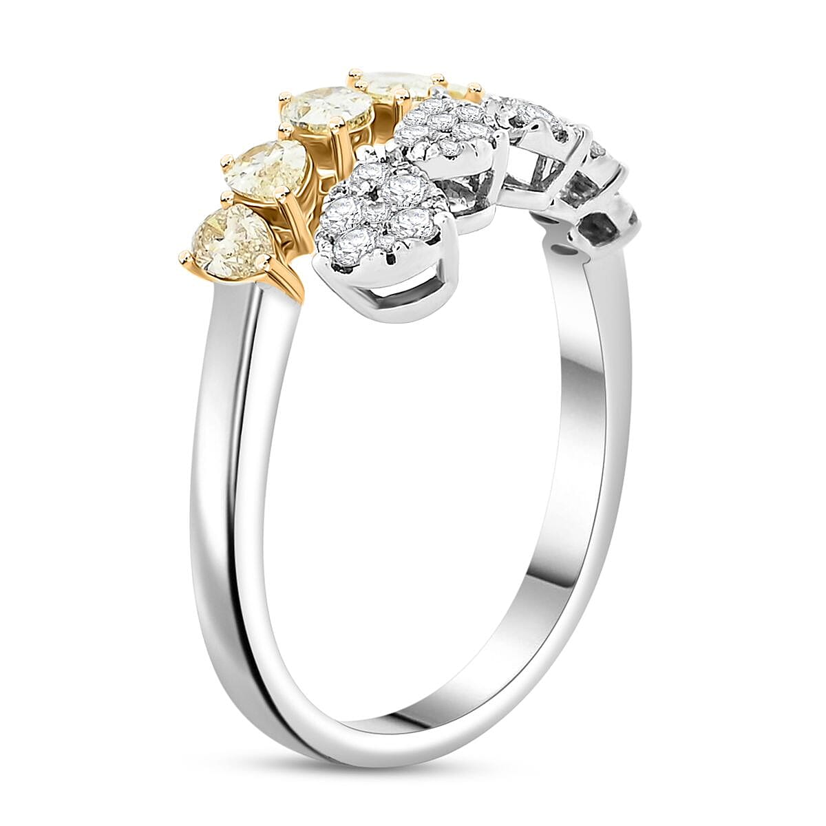 Modani Natural Yellow and White Diamond Ring in 950 Platinum and 14K Yellow Gold 1.08 ctw (Size 5.0) image number 3