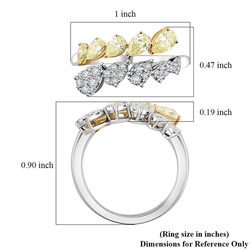 Modani Natural Yellow and White Diamond Ring in 950 Platinum and 14K Yellow Gold 1.08 ctw (Size 7.5)