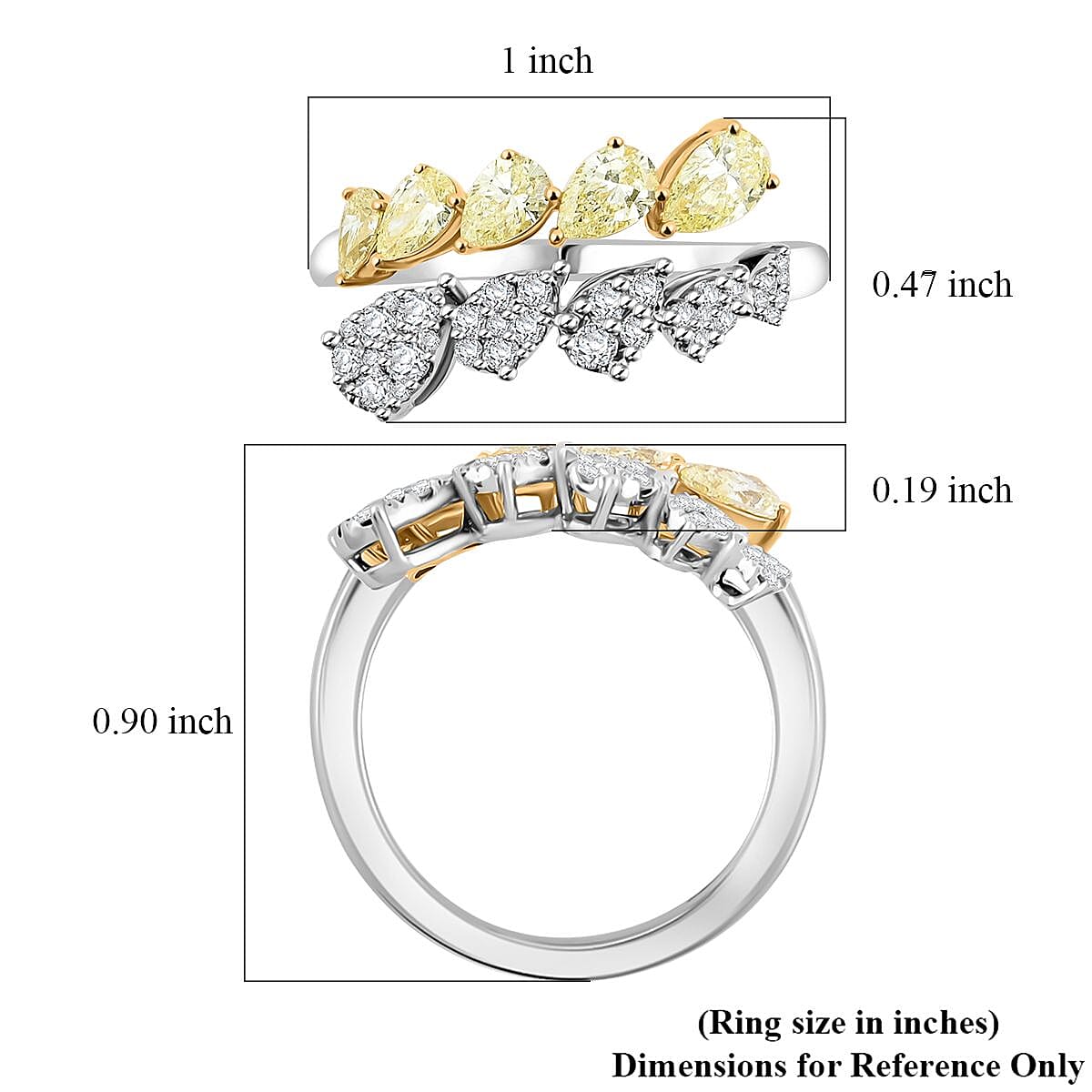 Doorbuster Modani Natural Yellow and White Diamond 1.08 ctw Ring in 950 Platinum and 14K Yellow Gold (Size 9.0) 4.92 Grams image number 5