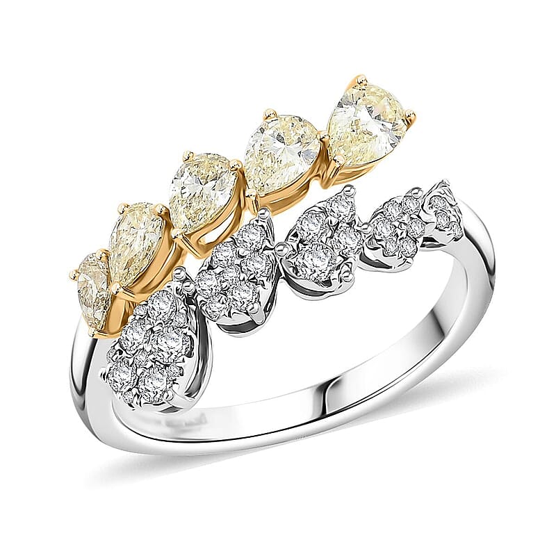 Modani Natural Yellow and White Diamond Ring in 950 Platinum and 14K Yellow Gold 1.08 ctw (Size 9.5)