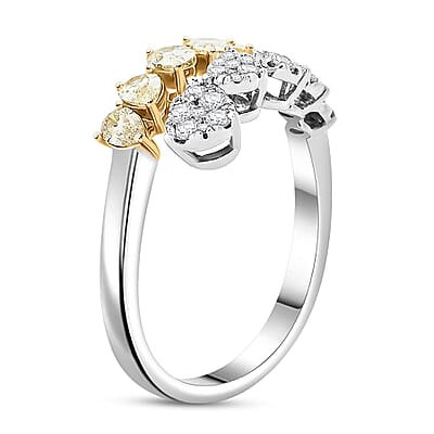 Modani Natural Yellow and White Diamond Ring in 950 Platinum and 14K Yellow Gold 1.08 ctw (Size 9.5)