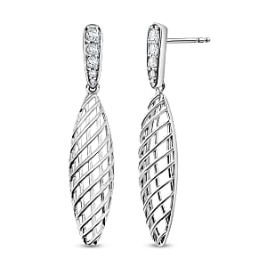 D'Joy Passport to Turkey White Zircon 1.00 ctw Earrings in Rhodium Over Sterling Silver