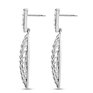 D'Joy Passport to Turkey White Zircon 1.00 ctw Earrings in Rhodium Over Sterling Silver
