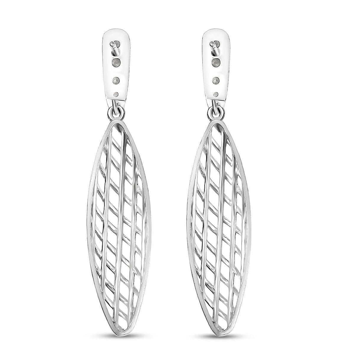 D'Joy Passport to Turkey White Zircon 1.00 ctw Earrings in Rhodium Over Sterling Silver image number 4
