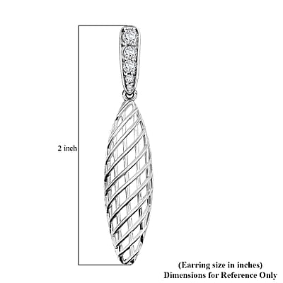 D'Joy Passport to Turkey White Zircon 1.00 ctw Earrings in Rhodium Over Sterling Silver