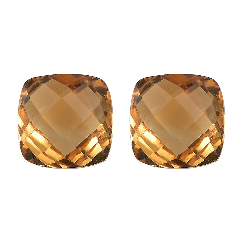 Set of 2 AA Brazilian Citrine (Cush 7x7 mm) 2.51 ctw