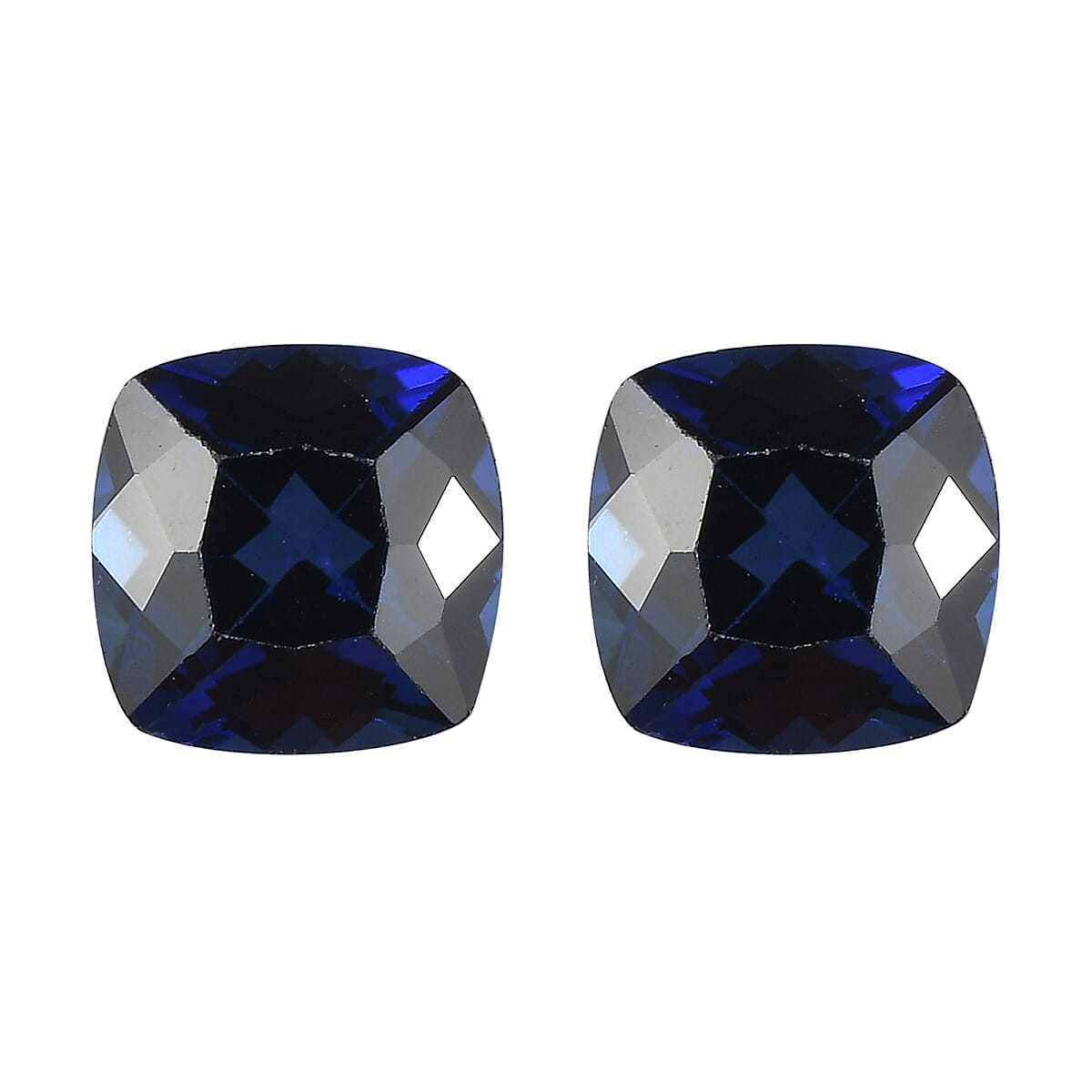 Set of 2 Lab Created Blue Sapphire (Cush 5x5 mm) 1.36 ctw image number 0