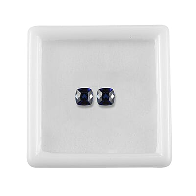 Set of 2 Lab Created Blue Sapphire (Cush 5x5 mm) 1.36 ctw