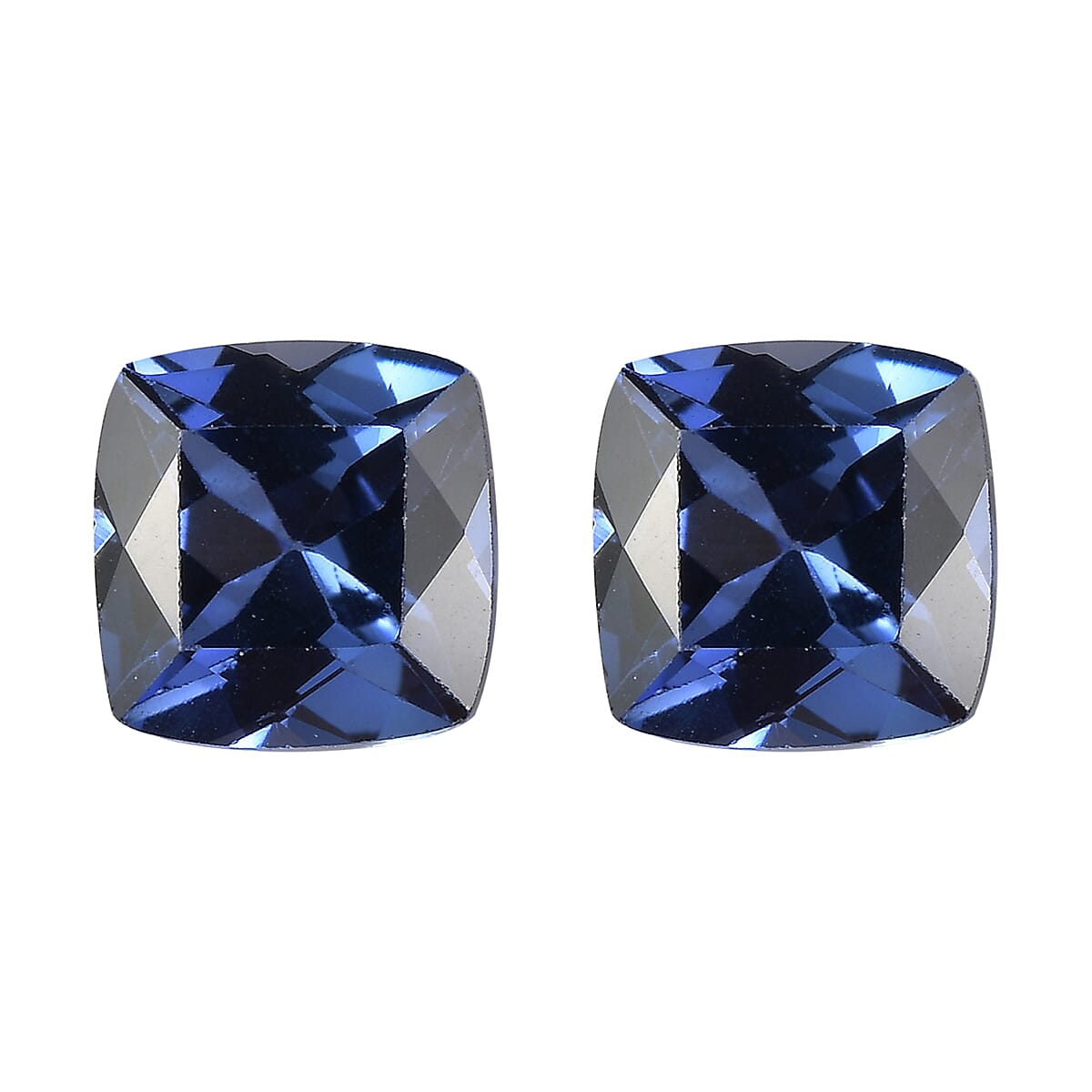 Set of 2 Lab Created Blue Sapphire (Cushion 6x6 mm) 2.50 ctw image number 0
