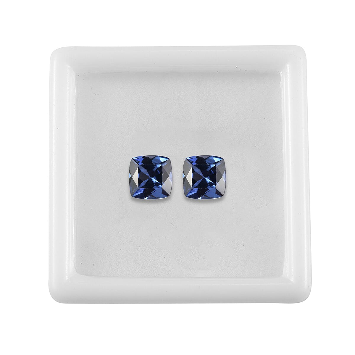 Set of 2 Lab Created Blue Sapphire (Cushion 6x6 mm) 2.50 ctw image number 2