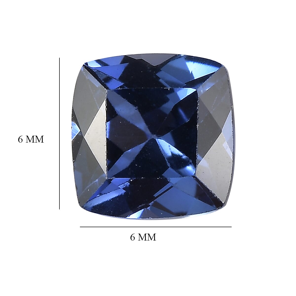 Set of 2 Lab Created Blue Sapphire (Cushion 6x6 mm) 2.50 ctw image number 3
