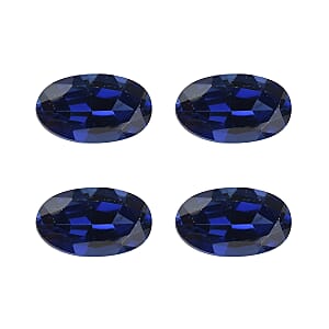 Set of 4 Lab Created Blue Sapphire (Oval 5x3 mm) 1.00 ctw