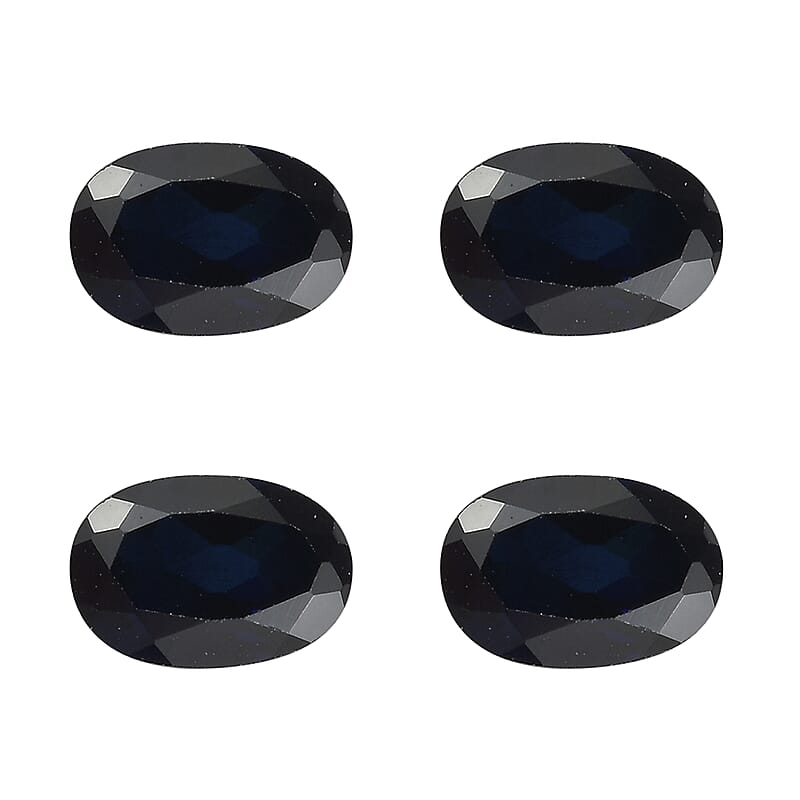 Set of 4 Lab Created Blue Sapphire (Oval 6x4 mm) 2.01 ctw