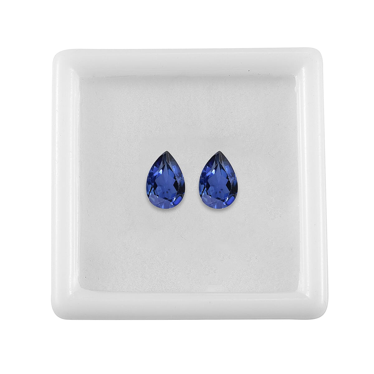 Set of 2 Lab Created Blue Sapphire (Pear 7x5 mm) 1.61 ctw image number 2
