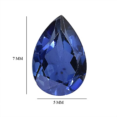 Set of 2 Lab Created Blue Sapphire (Pear 7x5 mm) 1.61 ctw