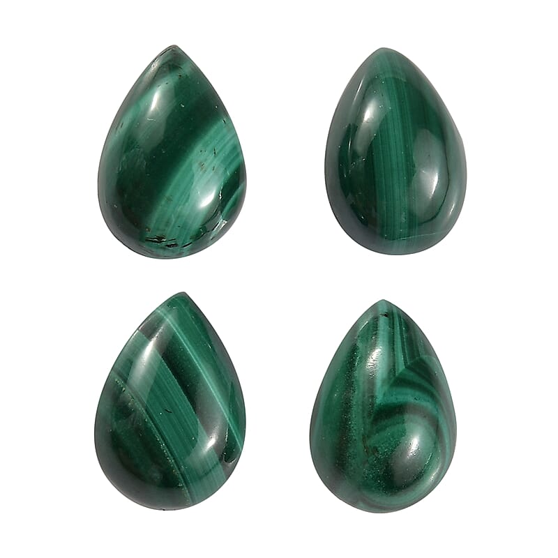 Set of 4 African Malachite (Pear 6x4 mm) 2.32 ctw