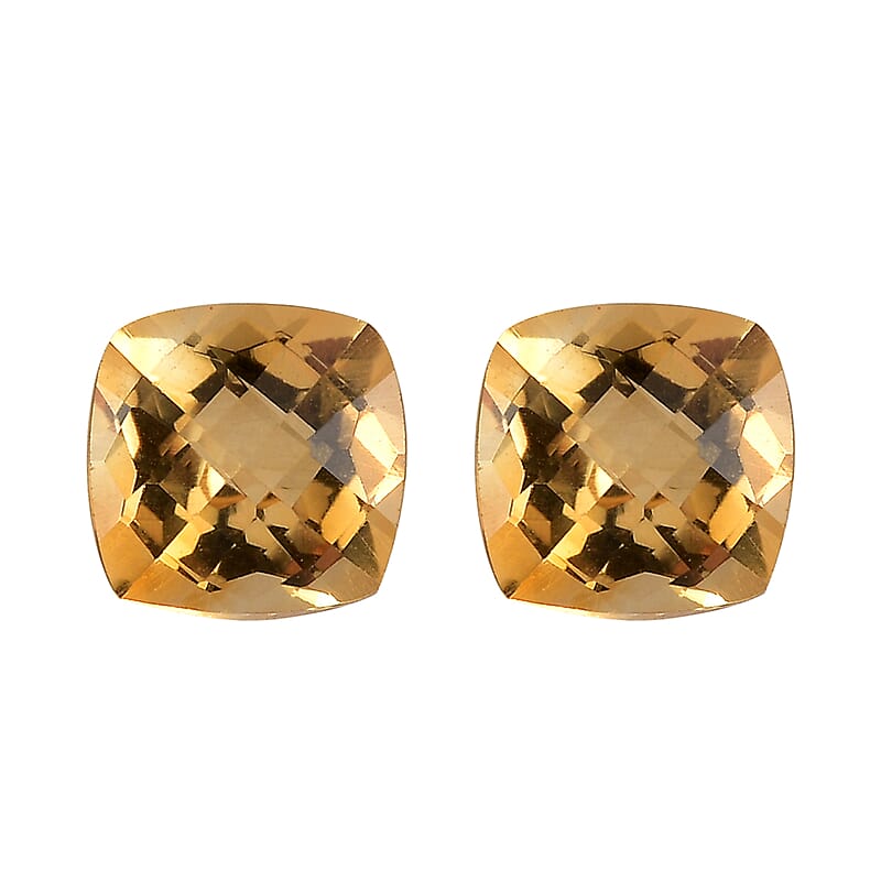 Set of 2 AA Brazilian Citrine (Cush 5x5 mm) 0.85 ctw