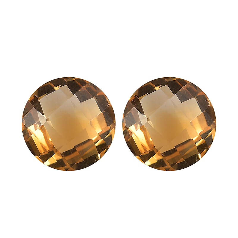 Set of 2 AA Brazilian Citrine (Rnd 8 mm) 3.21 ctw