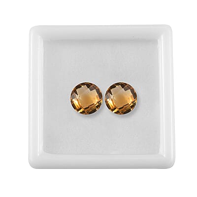 Set of 2 AA Brazilian Citrine (Rnd 8 mm) 3.21 ctw