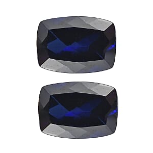 Set of 2 Lab Created Blue Sapphire (Cush 7x5 2.01 ctw