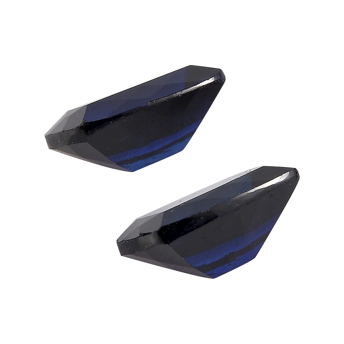 Set of 2 Lab Created Blue Sapphire (Cush 7x5 2.01 ctw image number 1