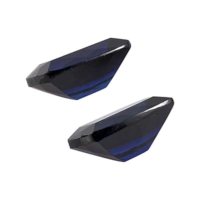 Set of 2 Lab Created Blue Sapphire (Cush 7x5 2.01 ctw