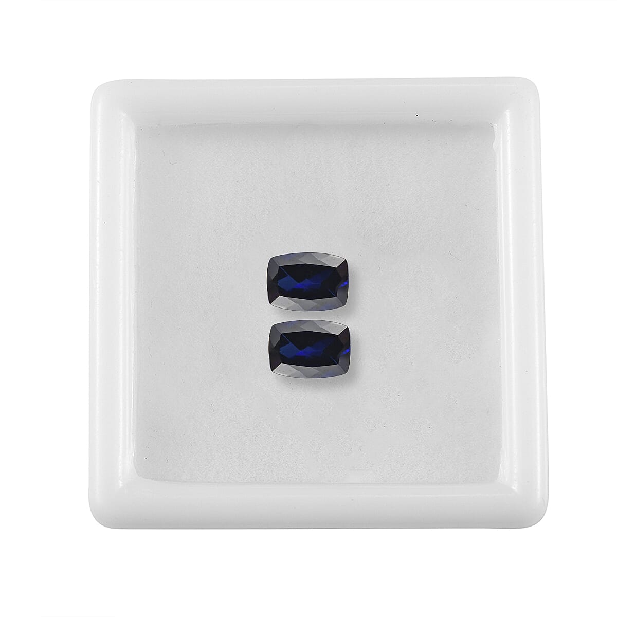 Set of 2 Lab Created Blue Sapphire (Cush 7x5 2.01 ctw