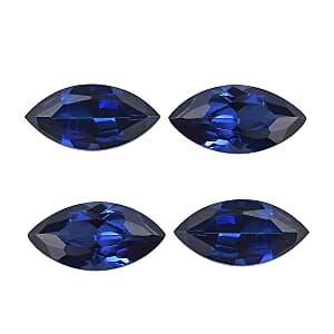 Set of 4 Lab Created Blue Sapphire (Mrq 6x3 mm) 1.08 ctw