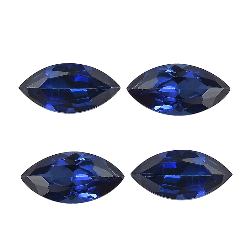 Set of 4 Lab Created Blue Sapphire (Mrq 6x3 mm) 1.08 ctw