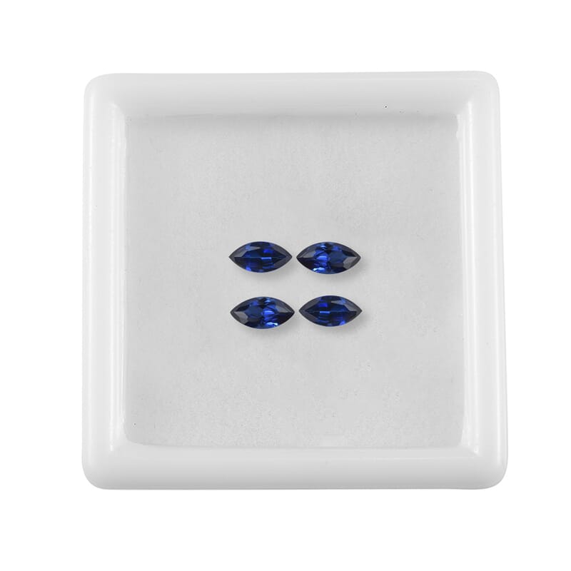 Set of 4 Lab Created Blue Sapphire (Mrq 6x3 mm) 1.08 ctw