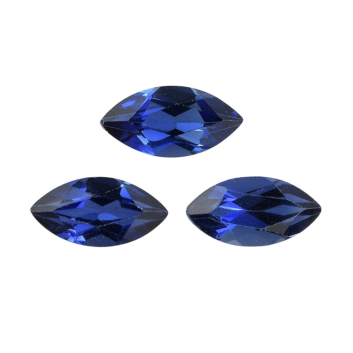 Set of 3 Lab Created Blue Sapphire (Mrq 8x4 mm) 1.92 ctw image number 0