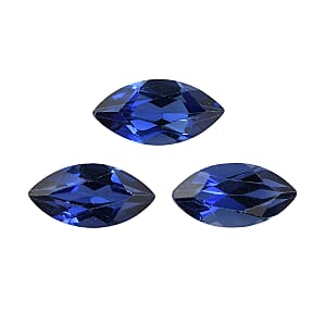 Set of 3 Lab Created Blue Sapphire (Mrq 8x4 mm) 1.92 ctw