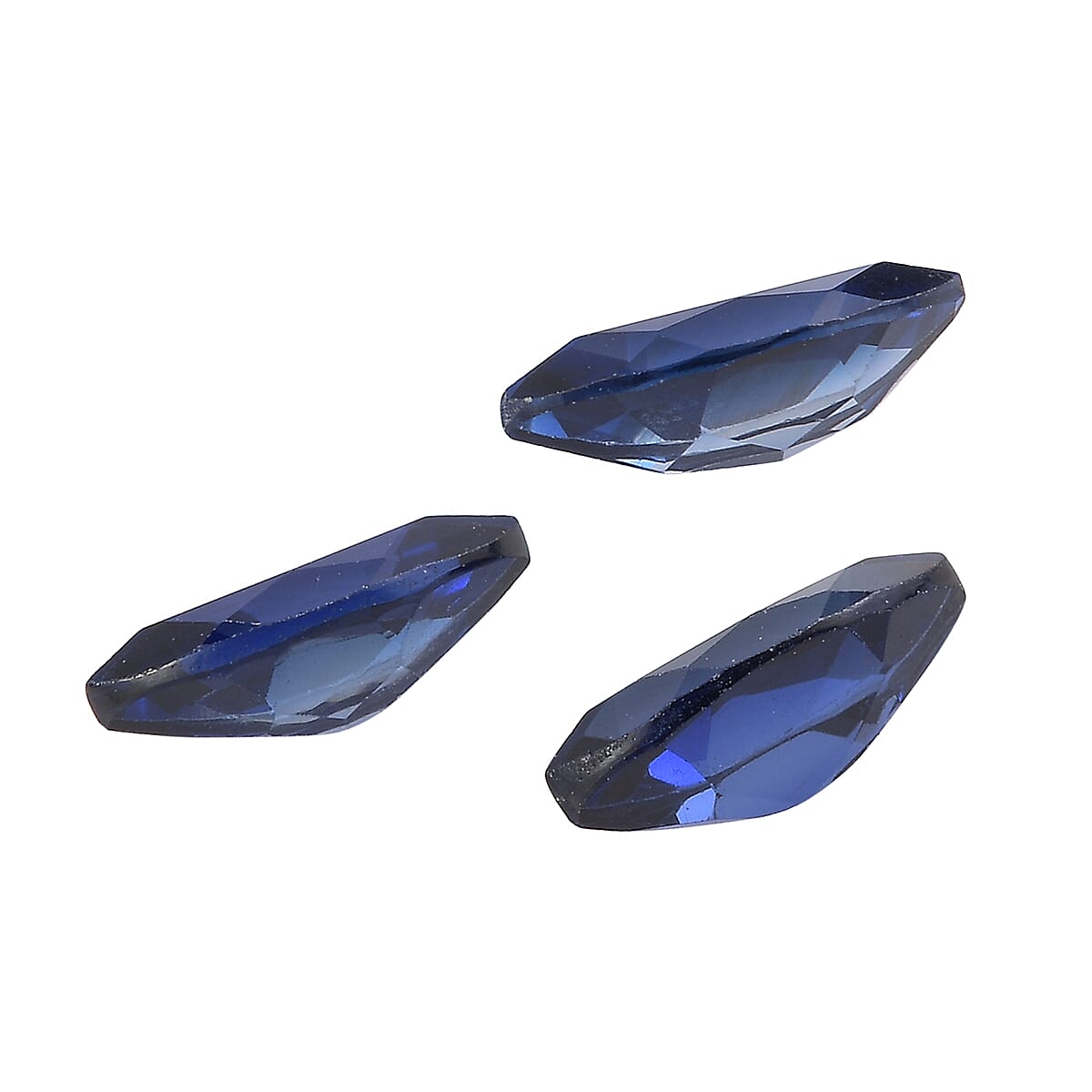Set of 3 Lab Created Blue Sapphire (Mrq 8x4 mm) 1.92 ctw image number 1