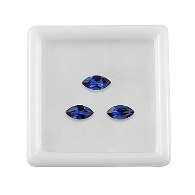 Set of 3 Lab Created Blue Sapphire (Mrq 8x4 mm) 1.92 ctw