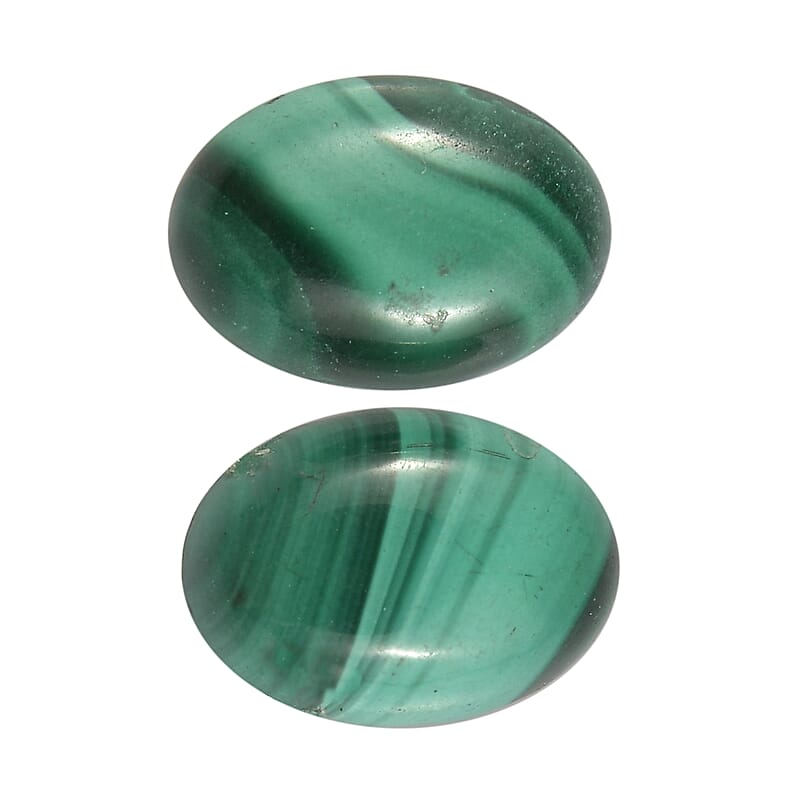 Set of 2 African Malachite (Oval 7x5 mm) 1.60 ctw