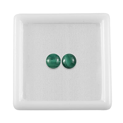 Set of 2 African Malachite (Rnd 6 mm) 1.69 ctw