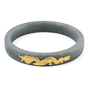 24K Yellow Gold Olmec Jadeite Bangle Bracelet (7.50 In) 200.00 ctw