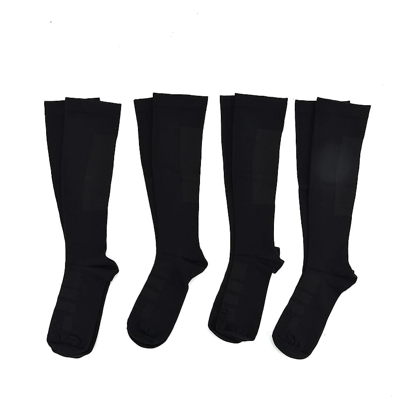 Livmore Set of 4 Pairs Copper Infused Infrared Compression Socks - Large, Men 9 -12 & Women 10.5 - 13 (Black)