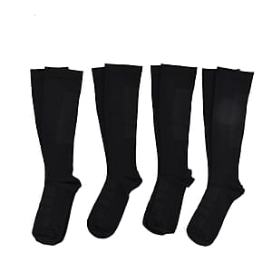 Livmore Set of 4 Pairs Copper Infused Infrared Compression Socks - Small Men 6-8 & Women 7.5-10 (Black)