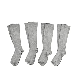 Livmore Set of 4 Pairs Copper Infused Infrared Compression Socks - Small Men 6-8 & Women 7.5-10 (Grey)