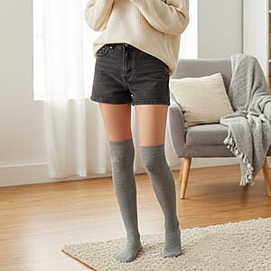 Livmore Set of 4 Pairs Copper Infused Infrared Compression Socks - Small Men 6-8 & Women 7.5-10 (Grey)